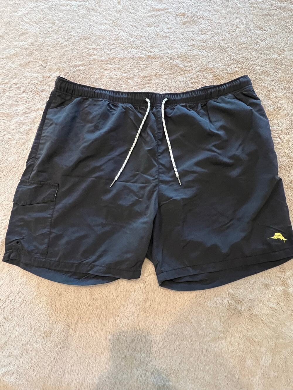 Tommy Bahama Relax Men’s XXL Black Swim Trunks Cargo Shorts Marlin Logo